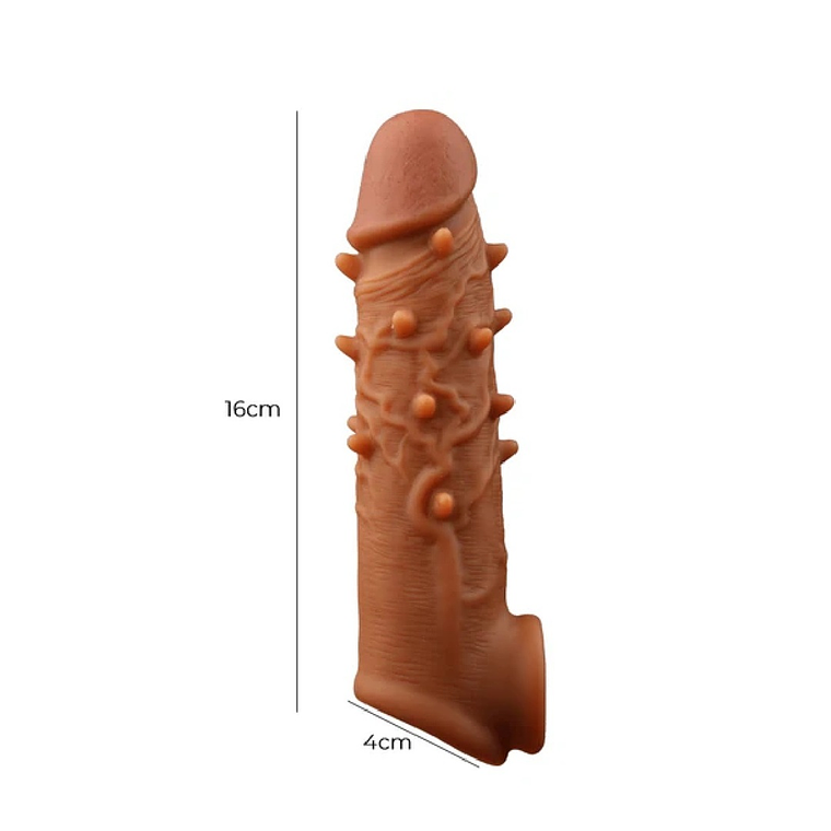 Funda Extensora Para Pene Realista con Textura de Silicona Color Piel – Aumento de Tamaño y Grosor 3