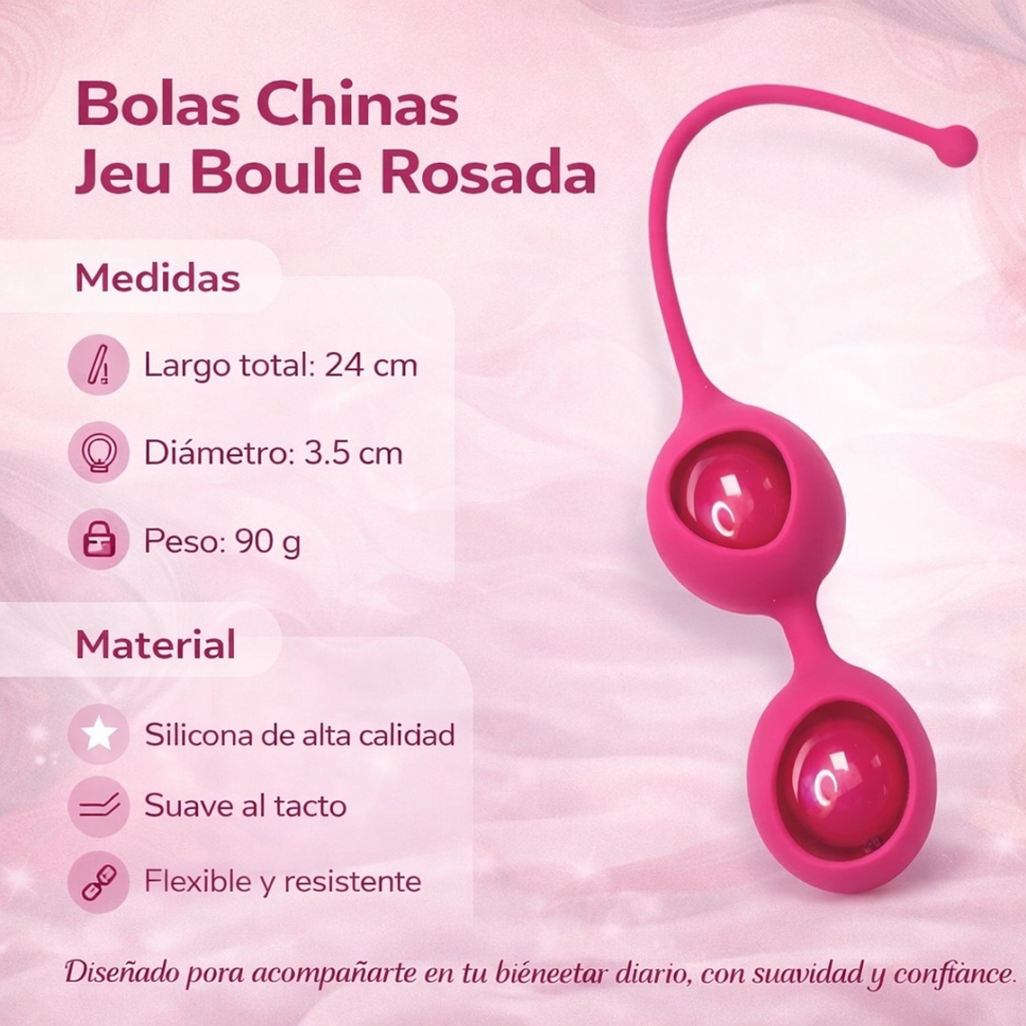 Bolas Chinas Vaginales Jeu Boule Rosada de Silicona – Fortalecimiento del Suelo Pélvico y Placer Íntimo 2