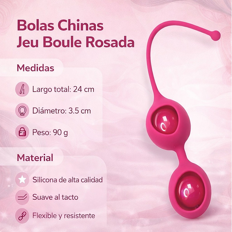 Bolas Chinas Vaginales Jeu Boule Rosada de Silicona – Fortalecimiento del Suelo Pélvico y Placer Íntimo 3