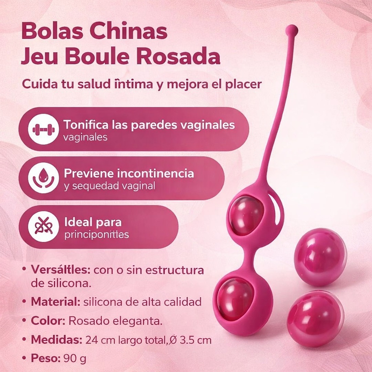 Bolas Chinas Vaginales Jeu Boule Rosada de Silicona – Fortalecimiento del Suelo Pélvico y Placer Íntimo 4