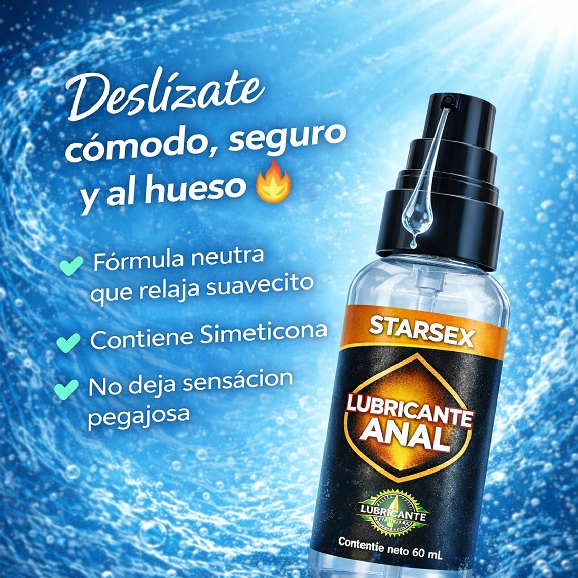 Lubricante Anal Dilatador Starsex 60 mL Base Agua Compatible con Látex 3