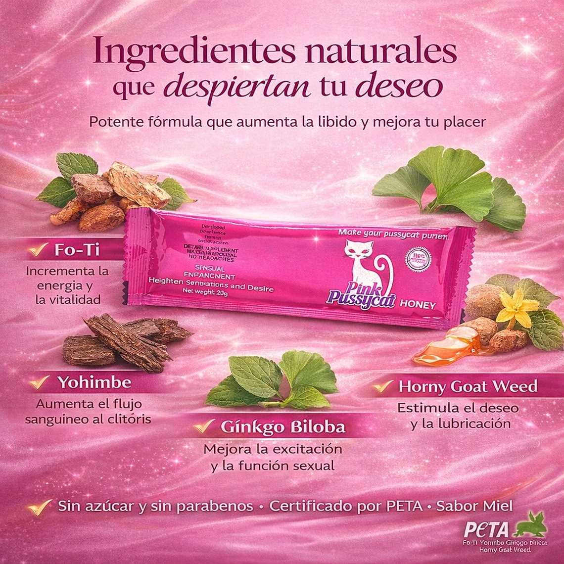 Miel Vigorizante Pink Pussycat – Potenciador Sexual Femenino Natural 3