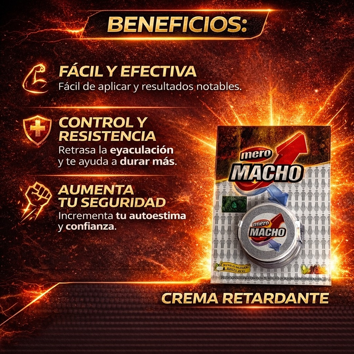 Crema Retardante Masculina Mero Macho – Potencia y Control Natural 3