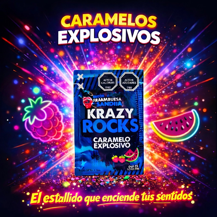 Caramelo Explosivo Efervescente Para Sexo Oral Sabor Frambuesa Sandía 2