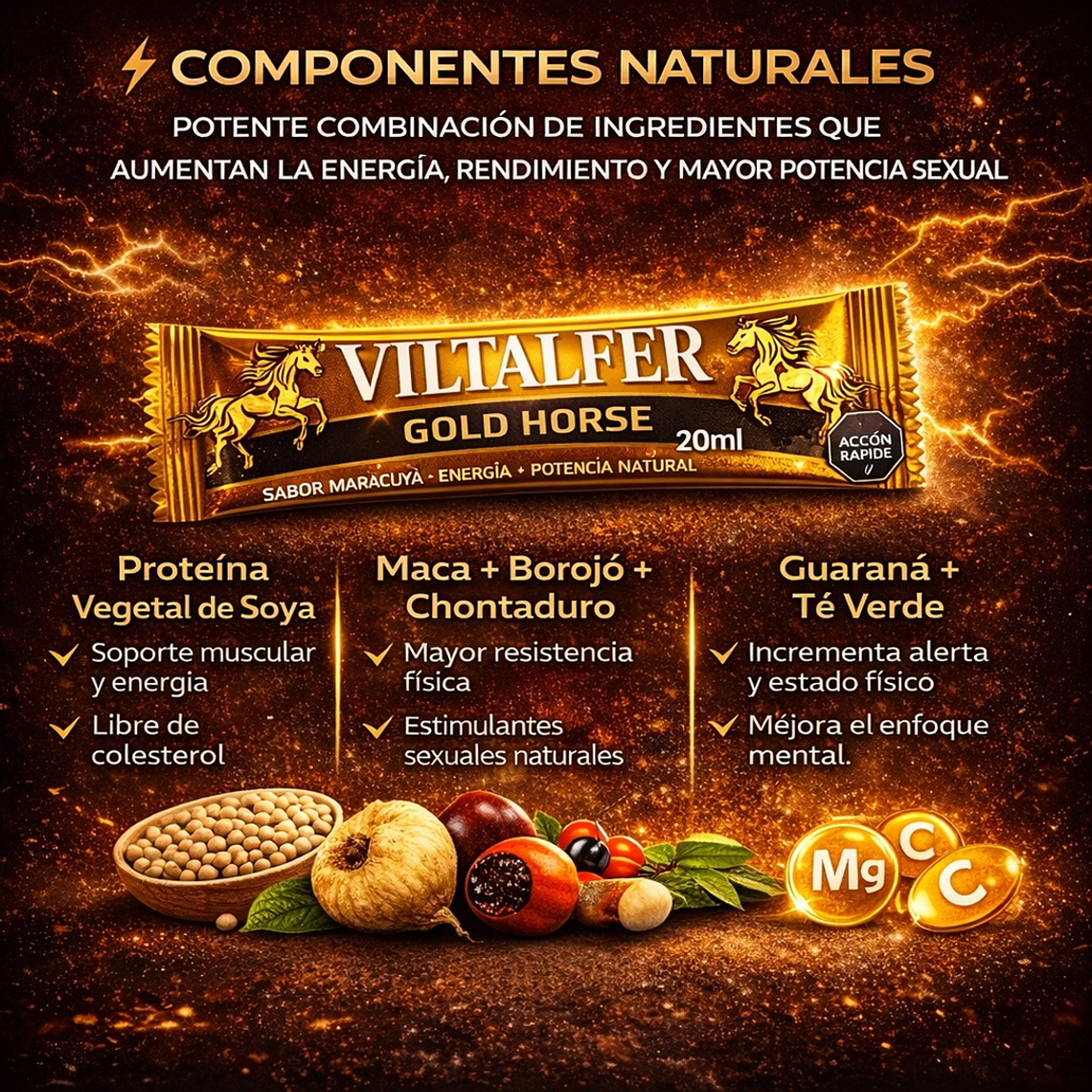Viltalfer Gold Horse Sachet 20ml – Suplemento Energizante Natural para Potencia y Rendimiento 2