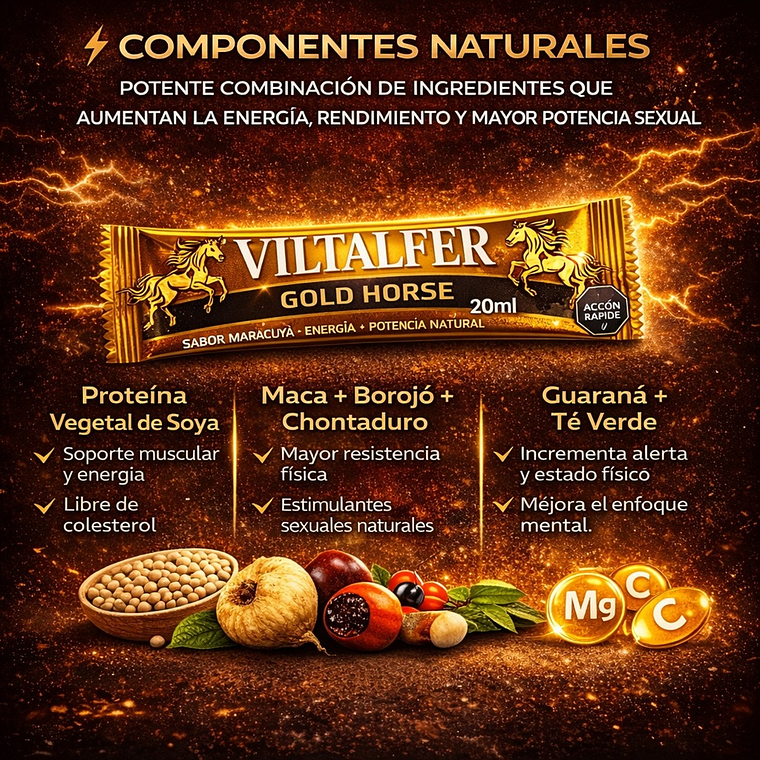 Viltalfer Gold Horse Sachet 20ml – Suplemento Energizante Natural para Potencia y Rendimiento 2