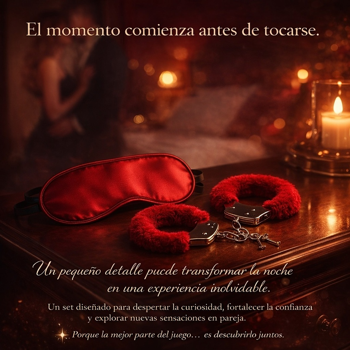 Kit Erótico X2 Esposas y Antifaz para Parejas Rojo 3