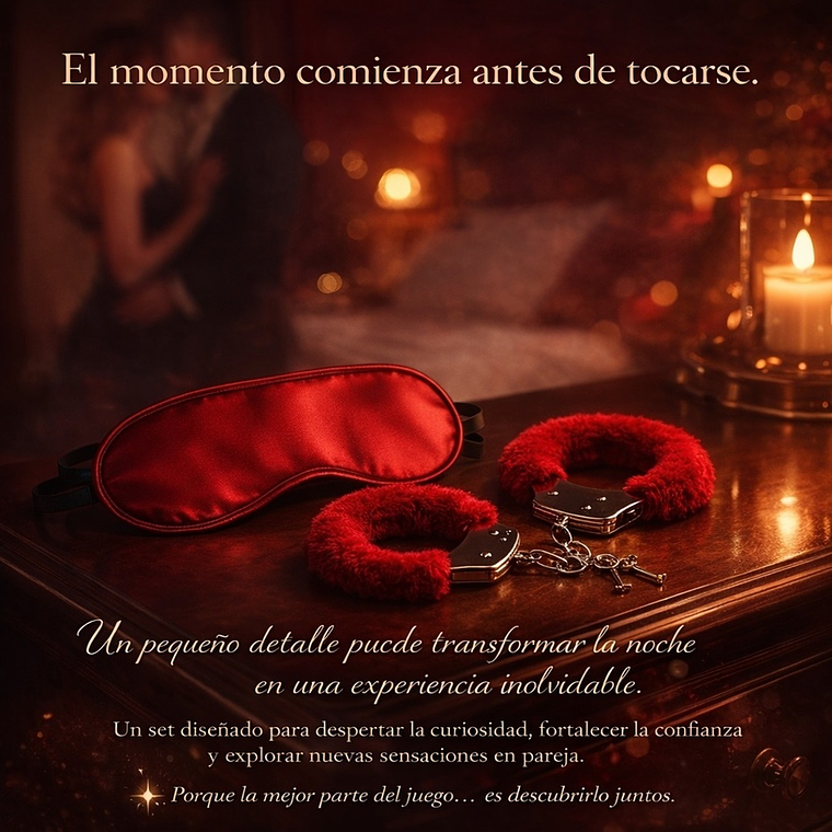 Kit Erótico X2 Esposas y Antifaz para Parejas Rojo 3