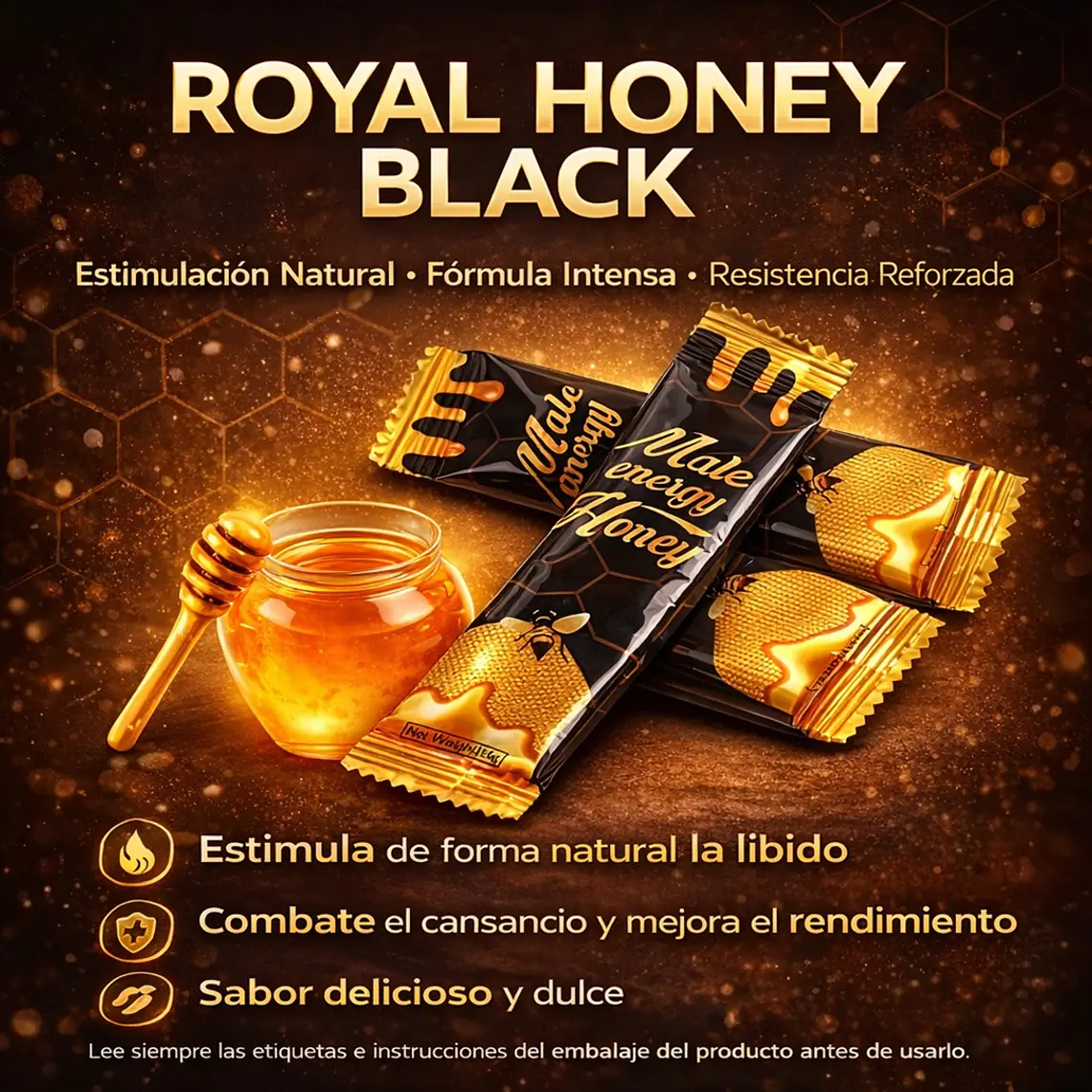 Royal Honey Black Miel Afrodisíaca para Hombre – Estimulante Natural con Ginseng y Jengibre Negro 2