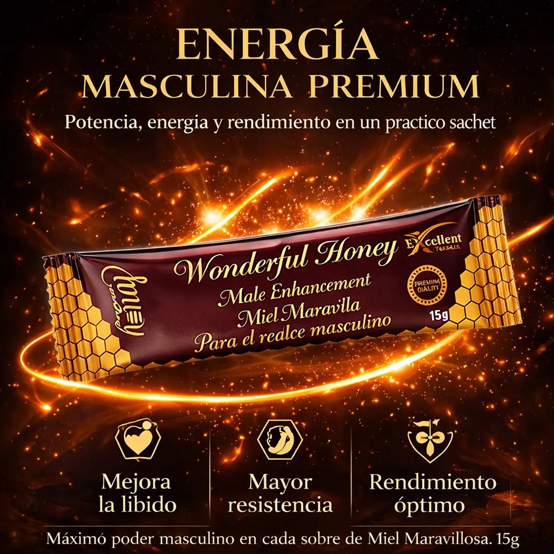 Miel del Amor Wonderful Honey 15 G – Suplemento Natural Potenciador Sexual y Energizante 2