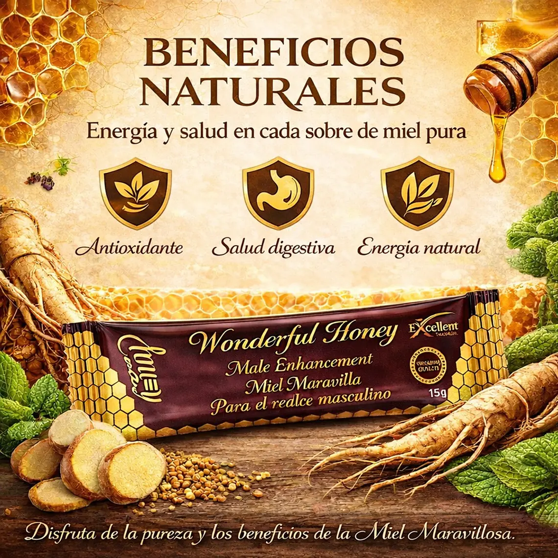 Miel del Amor Wonderful Honey 15 G – Suplemento Natural Potenciador Sexual y Energizante 4