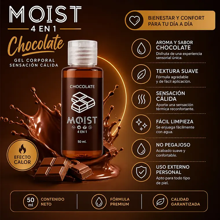 Lubricante Íntimo Comestible Efecto Calor Sabor Chocolate – 50 mL 2