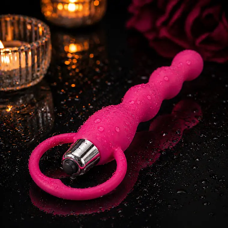 Plug Vibrador Anal Medium con Anillo y Vibración – Juguete Íntimo de Silicona Color Fuscia 5