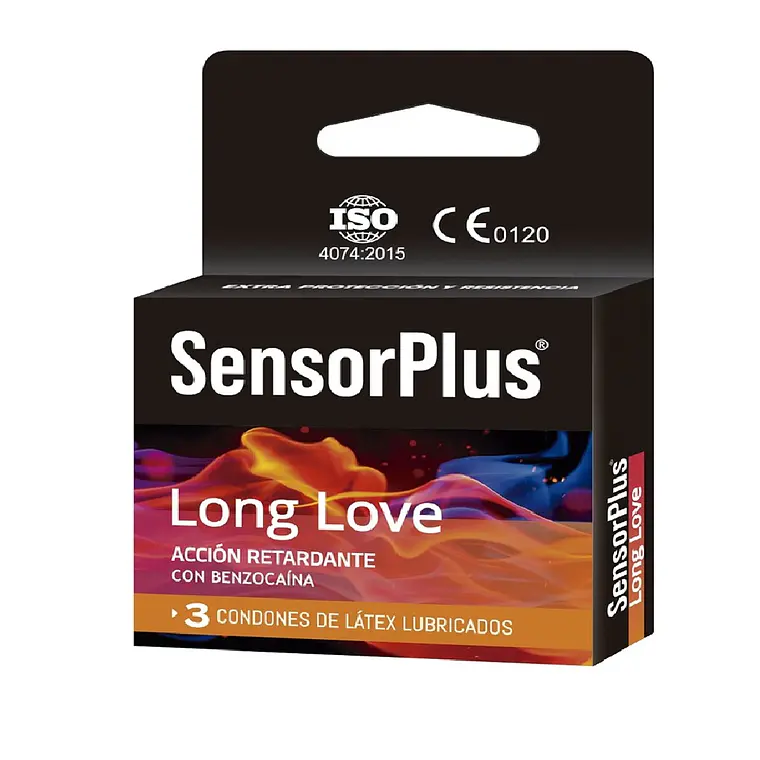Preservativos Sensor Plus Retardante Pack 3 Unidades – Látex Natural con Benzocaína Lubricados 1