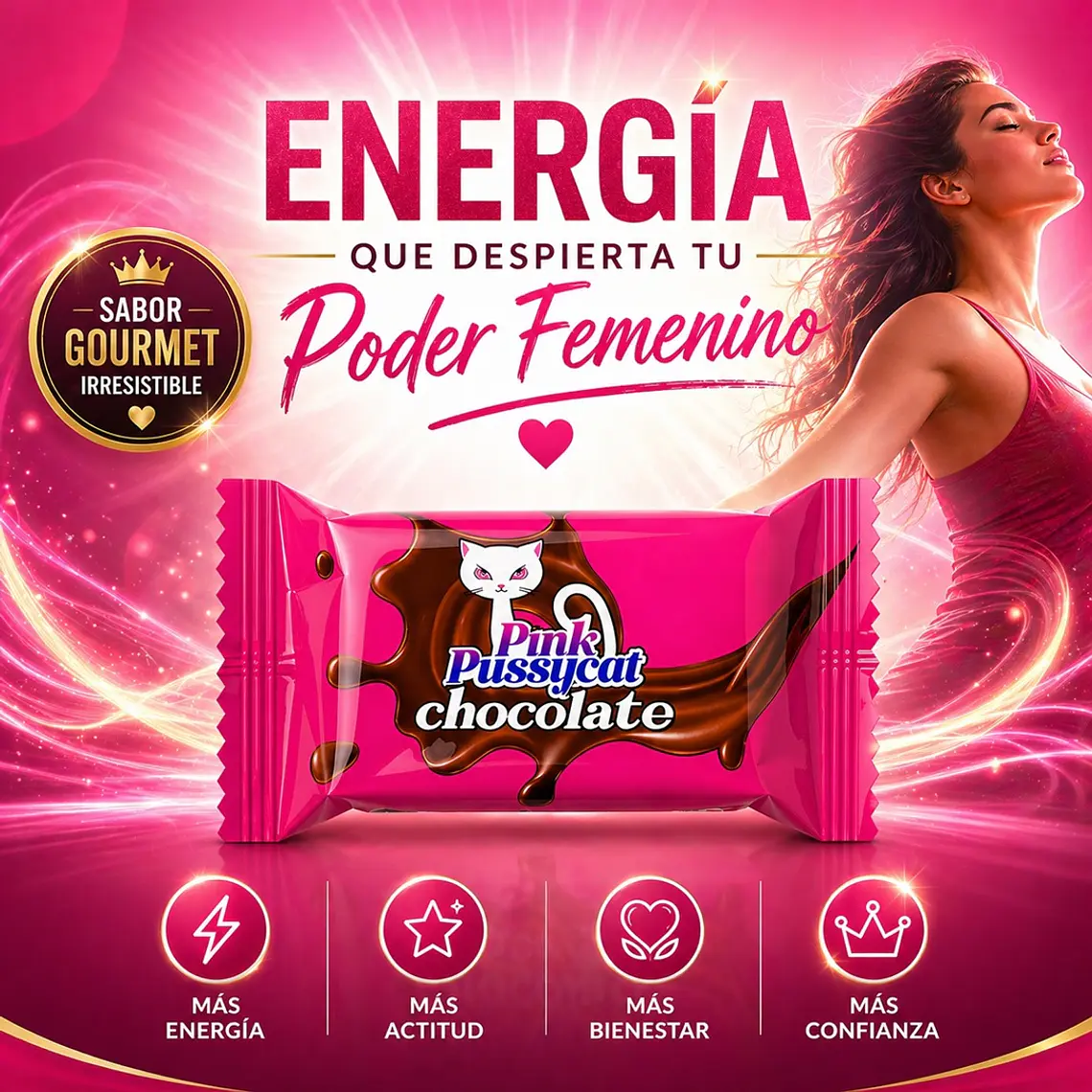 Pink Pussycat Choco Afrodisíaco Mujer – Chocolate Potenciador Femenino Natural  3