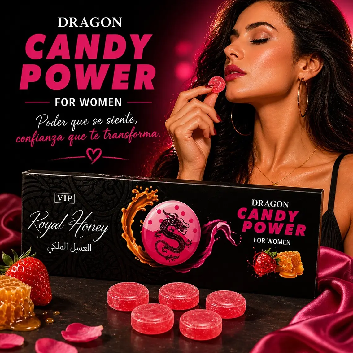 Pack X2 Lubricante Excitante Mujer + Caramelo Afrodisíaco Candy Power Mujer 5
