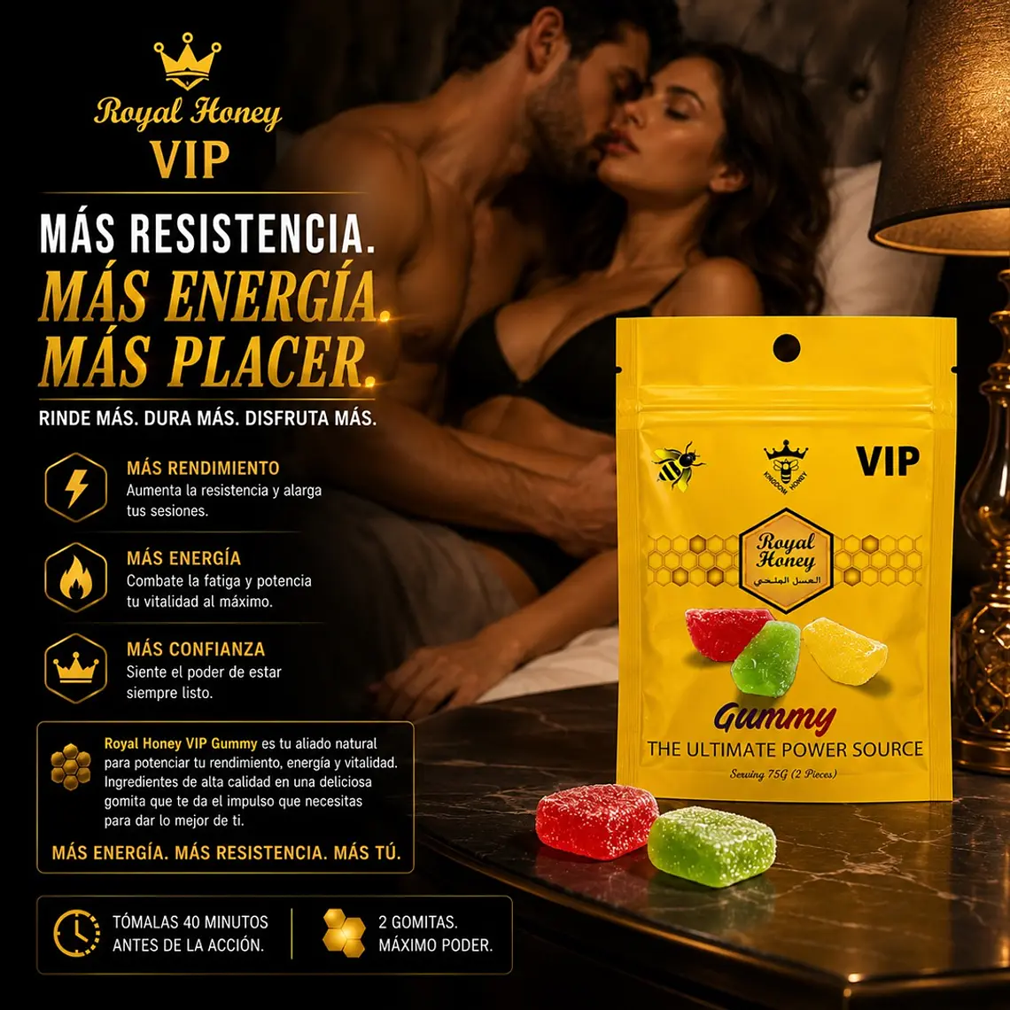Gomitas Afrodisíacas Royal Honey VIP – Suplemento Natural para Rendimiento Masculino 3