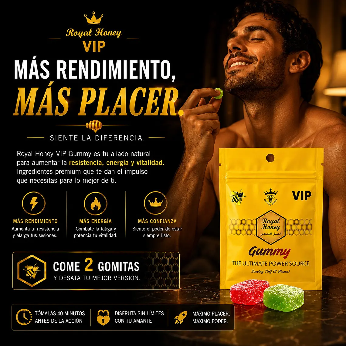 Gomitas Afrodisíacas Royal Honey VIP – Suplemento Natural para Rendimiento Masculino 2