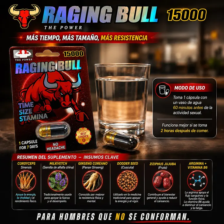 Raging Bull 15000 – Potenciador Sexual Masculino de Acción Rápida 3