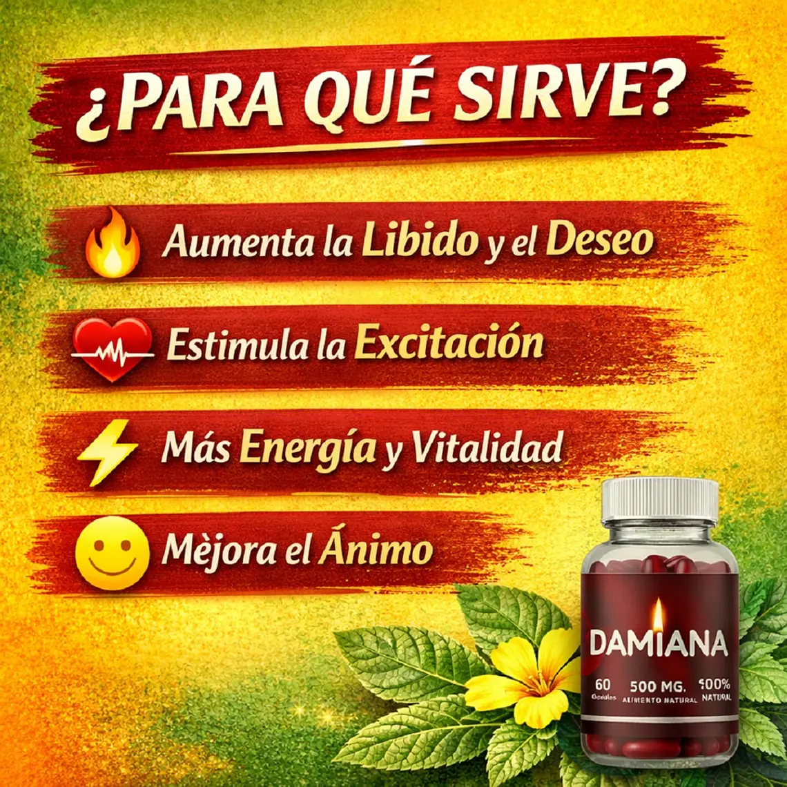 Cápsulas de Damiana – Afrodisíaco Natural para Libido y Energía Sexual 3