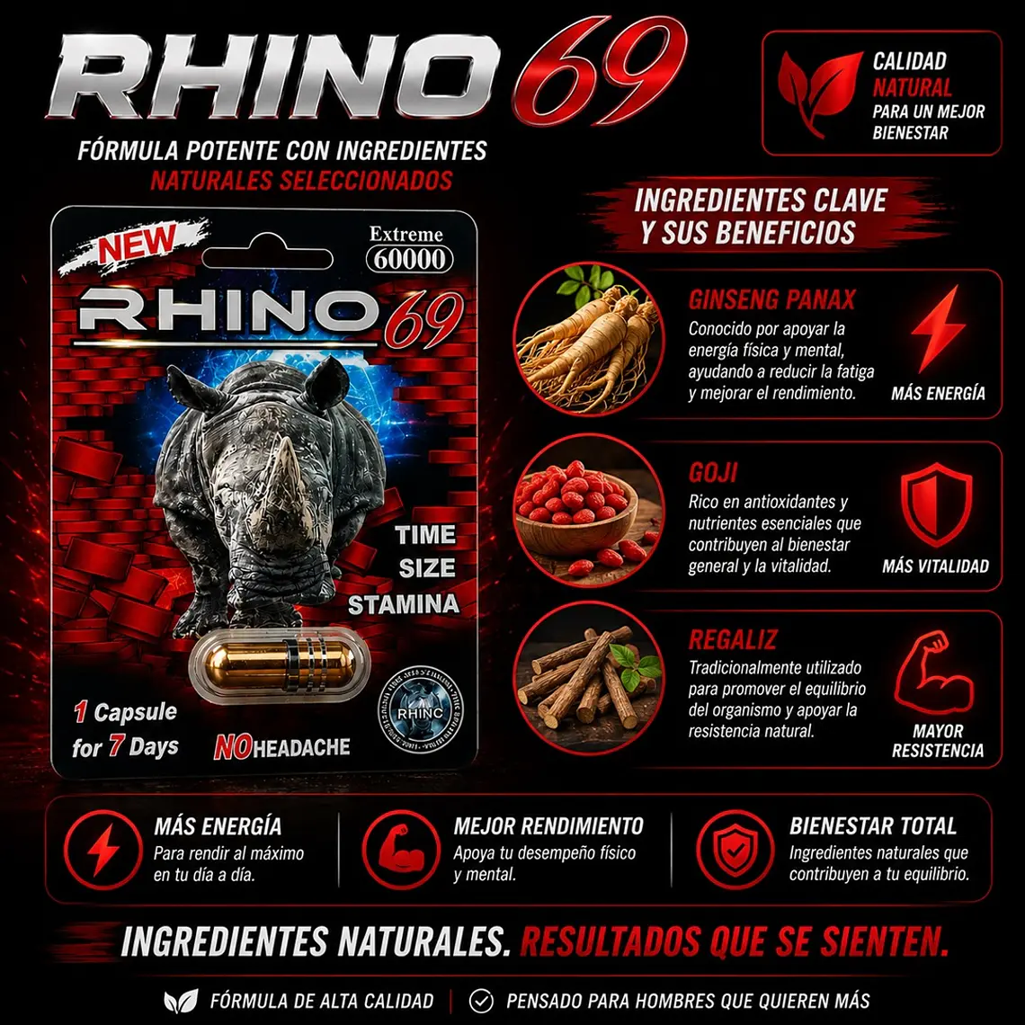 Rhino 69 Extreme 6000 – Potenciador Sexual Masculino de Acción Rápida y Larga Duración 3