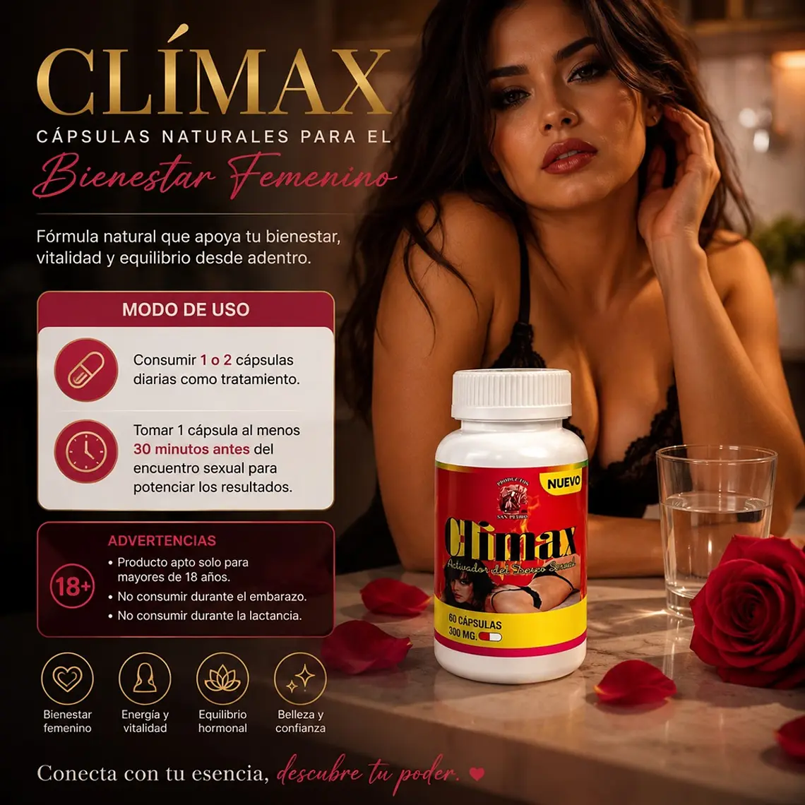 Climax Cápsulas Femeninas Naturales – Suplemento para Placer y Control Íntimo 4