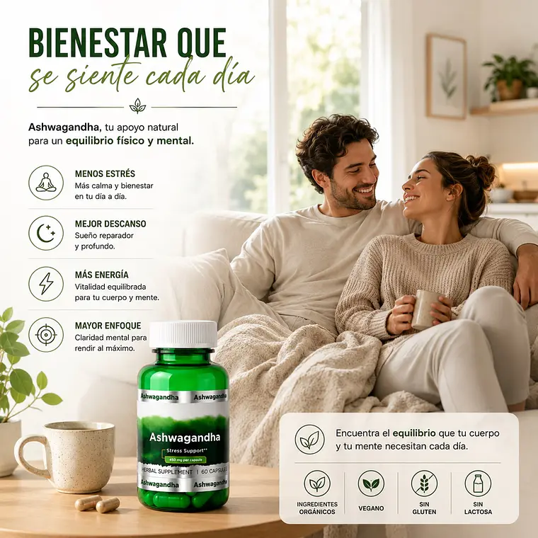 Cápsulas Ashwagandha 450 mg – Suplemento Natural Adaptógeno para Estrés y Sueño 4