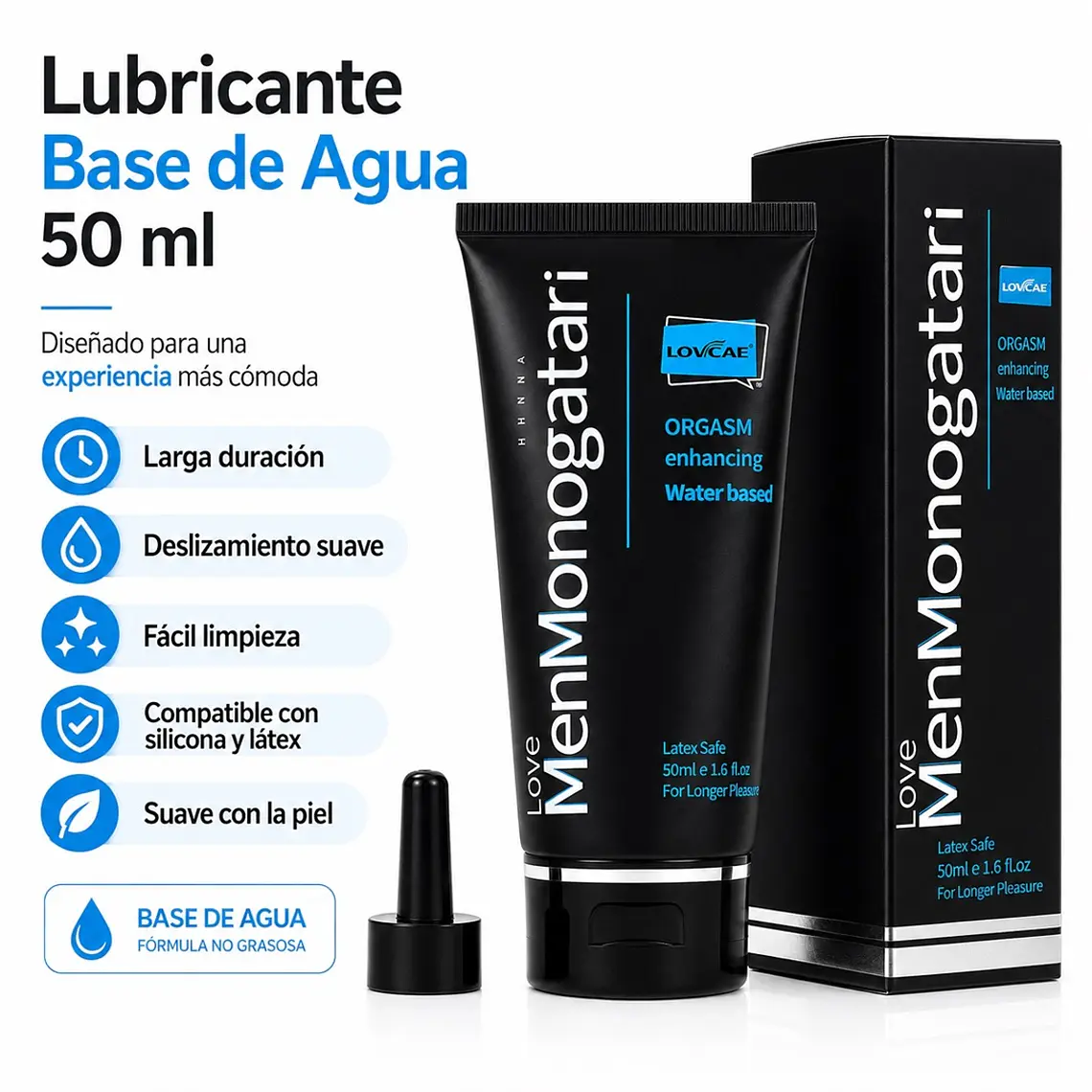 Lubricante Íntimo Love Men Monogatari 50 ml | Base Agua Larga Duración Vaginal y Anal 5