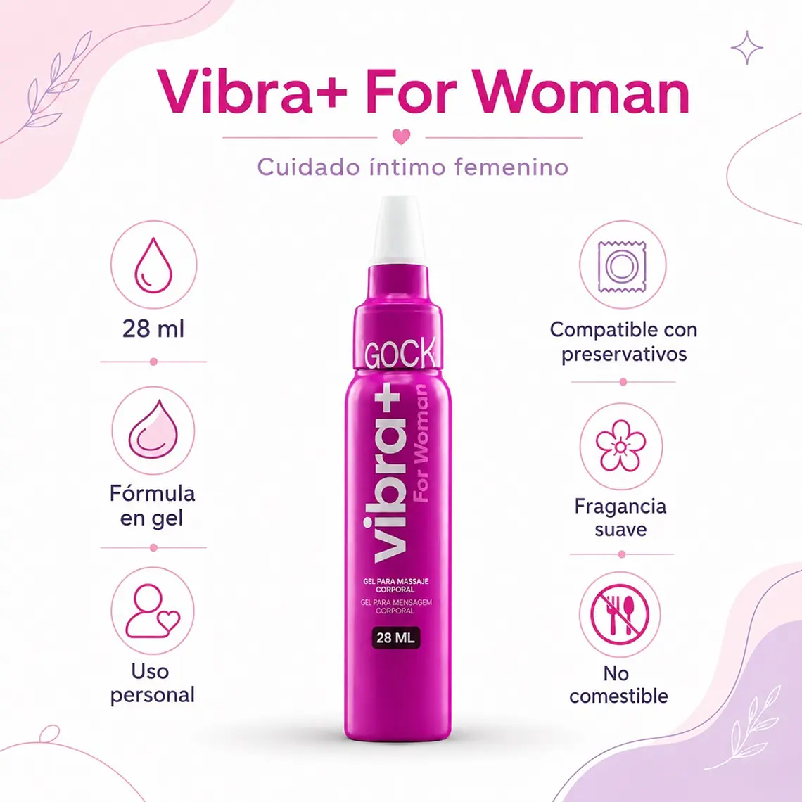 Gel Excitante Femenino Vibra+ For Woman 28 ml | Orgasmo Intenso, Base Agua, Estimulante Clitoridiano 2