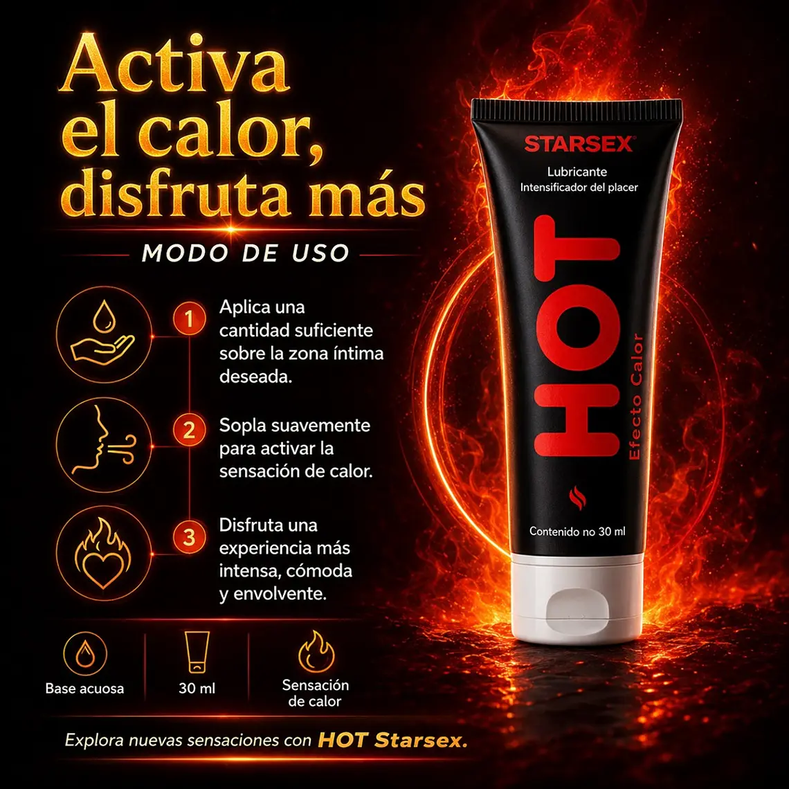 Lubricante Íntimo HOT Starsex con Efecto Calor – Intensificador de Placer Unisex 3