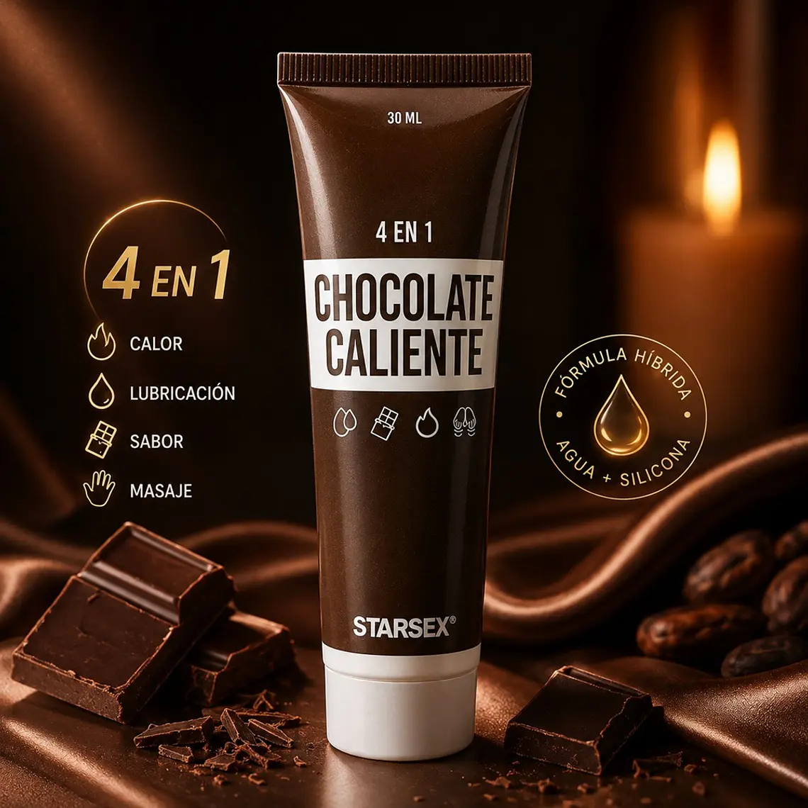 Lubricante Íntimo 4 en 1 Chocolate Caliente Starsex 30 ml 3