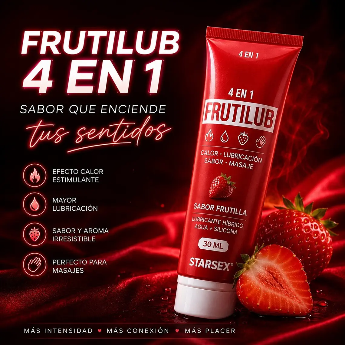 Lubricante Íntimo Frutilub 4 en 1 Sabor Frutilla Starsex 30 ml 2