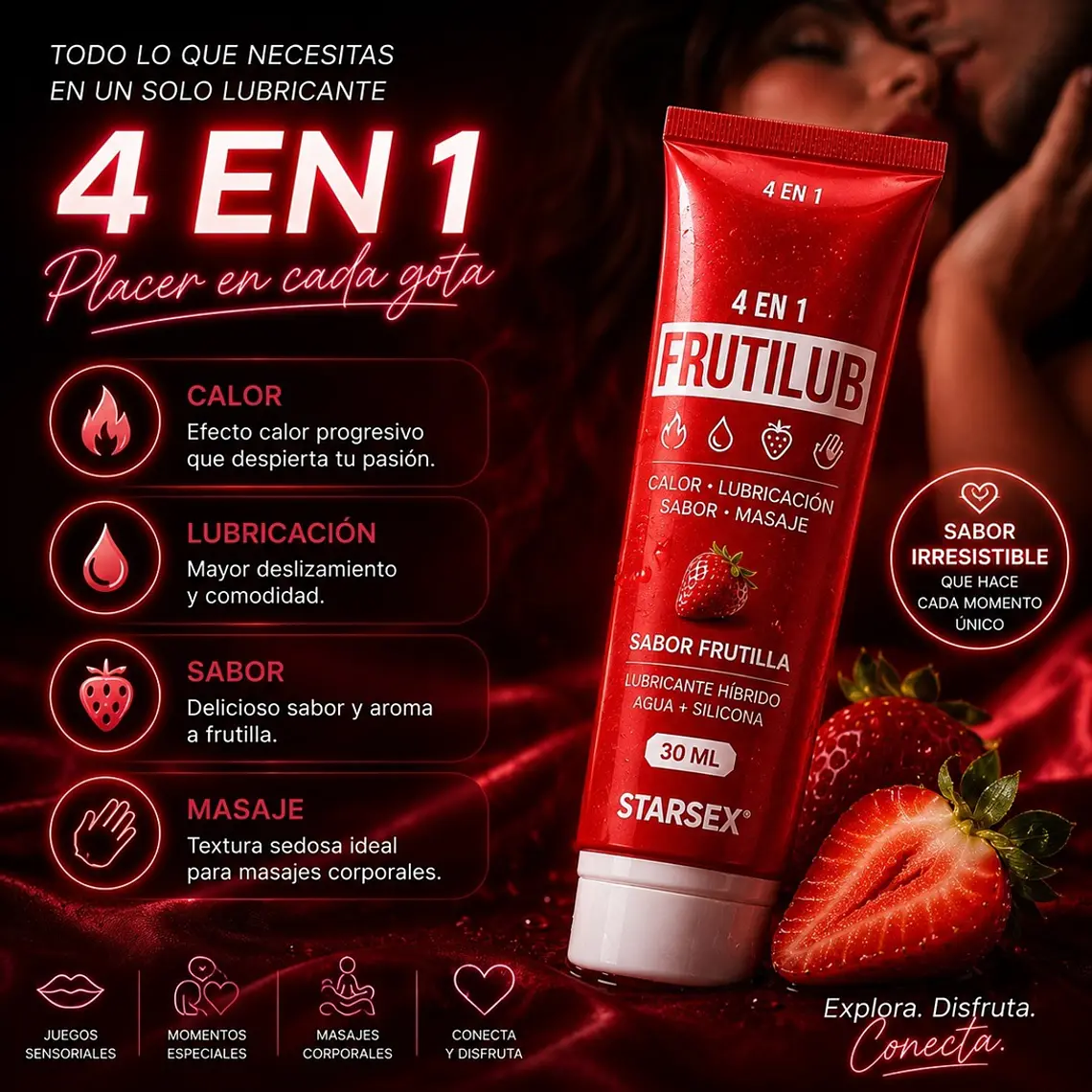 Lubricante Íntimo Frutilub 4 en 1 Sabor Frutilla Starsex 30 ml 3