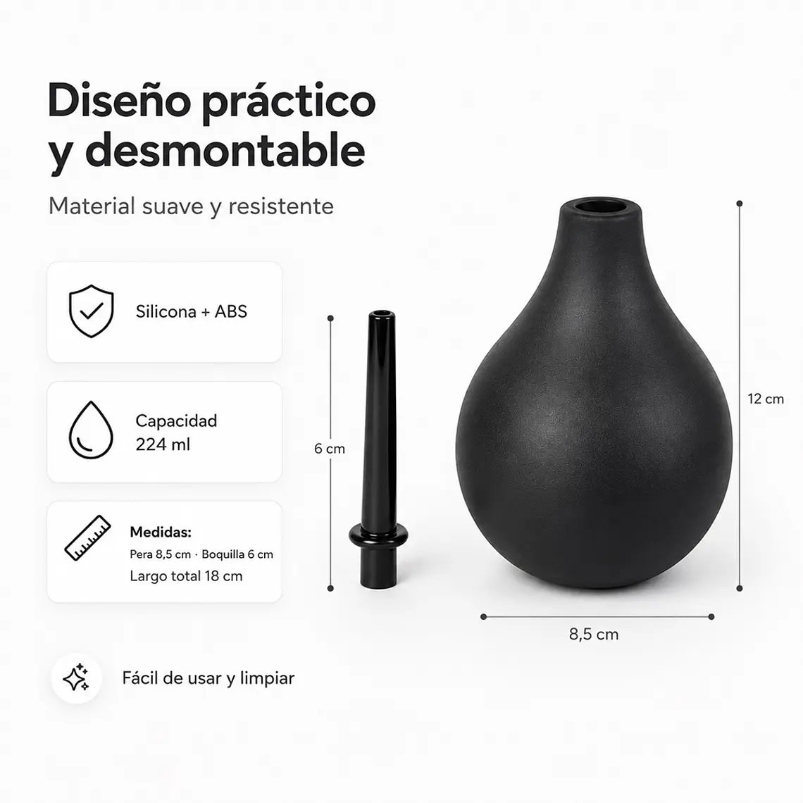 Ducha Enema Anal de Silicona 224 ml – Higiene Íntima Previa al Sexo Anal 2