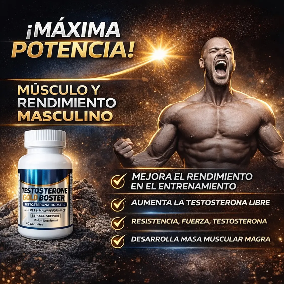 Capsulas Testosterone Gold Booster – Suplemento Masculino 60 cápsulas 5