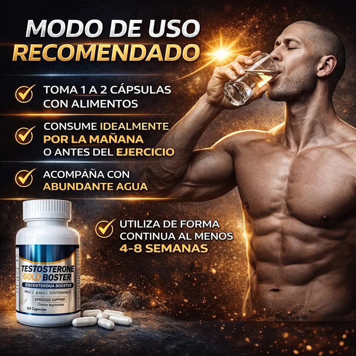 Capsulas Testosterone Gold Booster – Suplemento Masculino 60 cápsulas 3