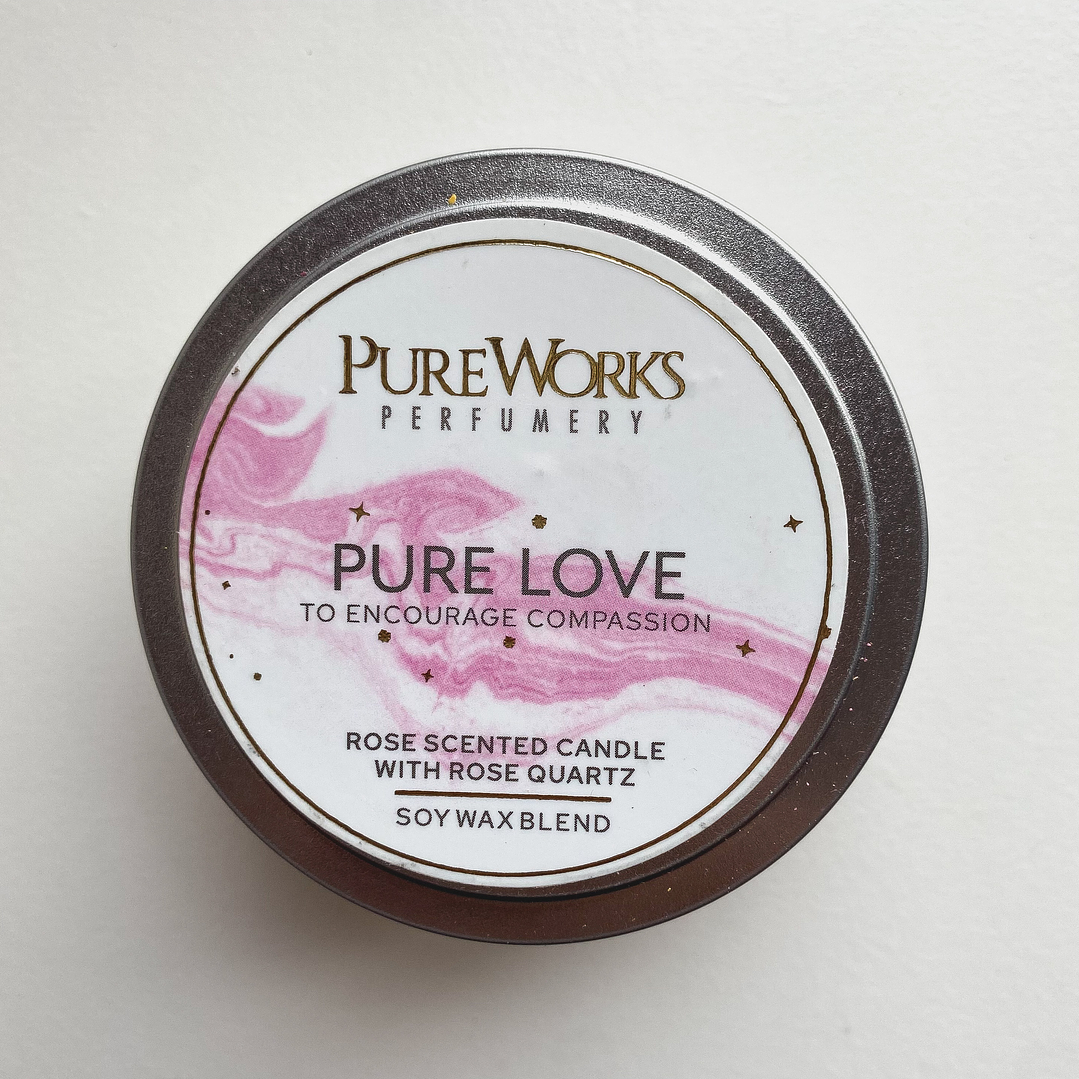 Vela de Soya con Cuarzo Rosa AMOR PURO 1