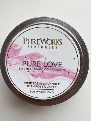 Vela de Soya con Cuarzo Rosa AMOR PURO