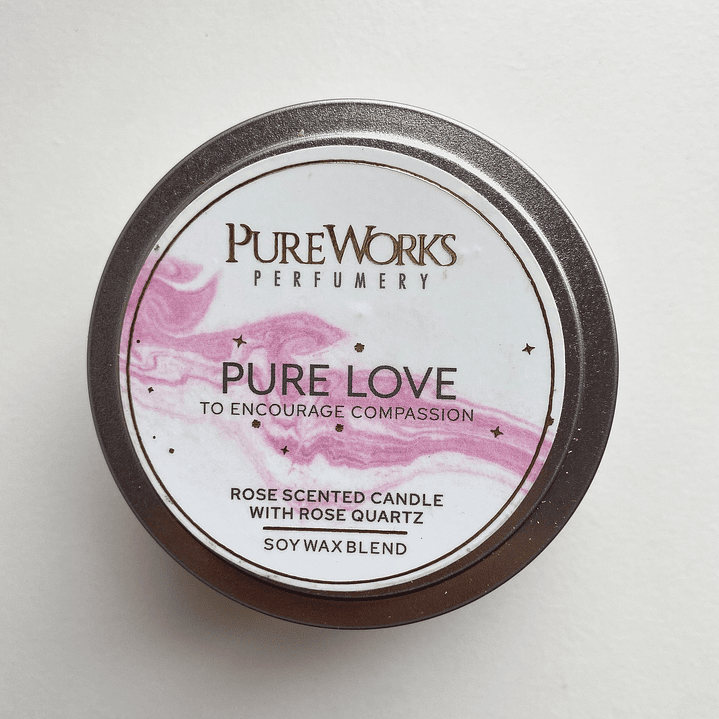 Vela de Soya con Cuarzo Rosa AMOR PURO 1