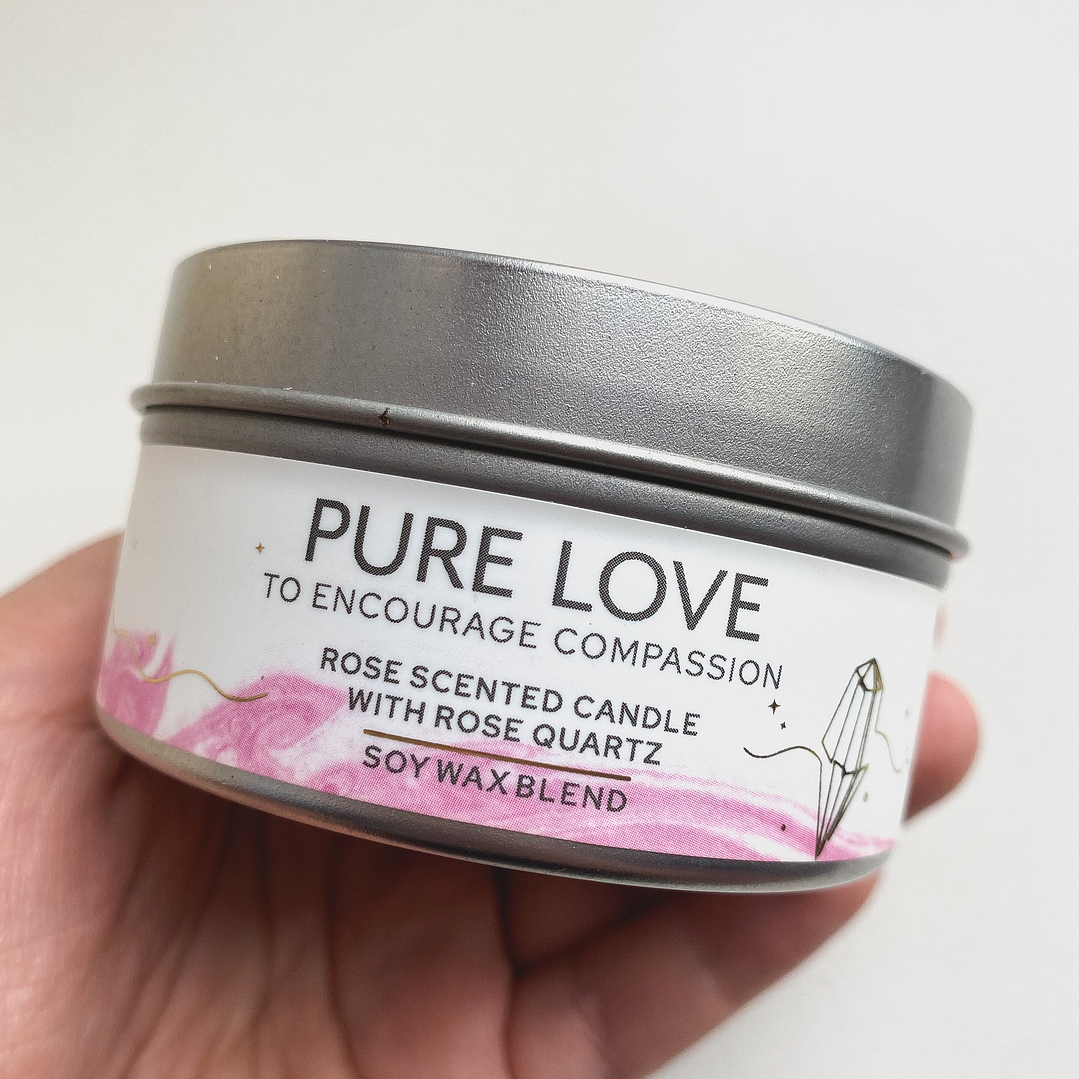 Vela de Soya con Cuarzo Rosa AMOR PURO 3