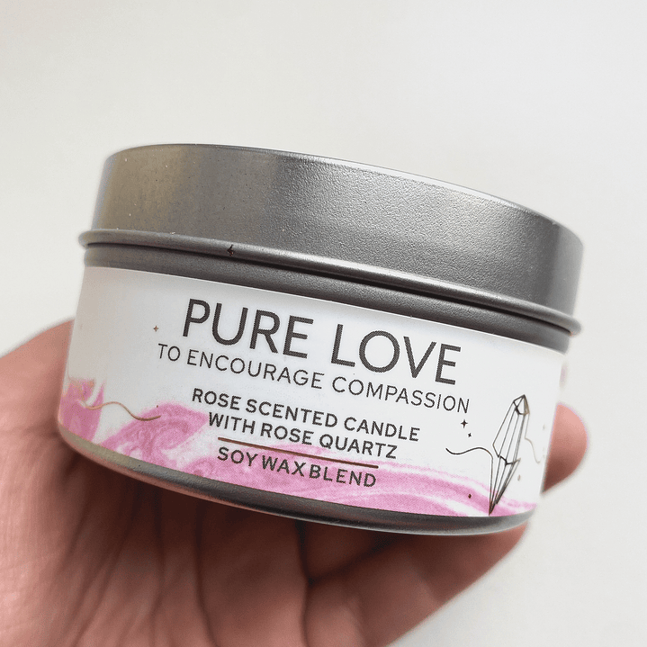 Vela de Soya con Cuarzo Rosa AMOR PURO 3