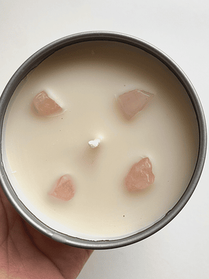 Vela de Soya con Cuarzo Rosa AMOR PURO