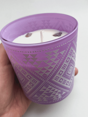 Vela de Soya Salvia Lavanda con Cristal Amatista BOHO