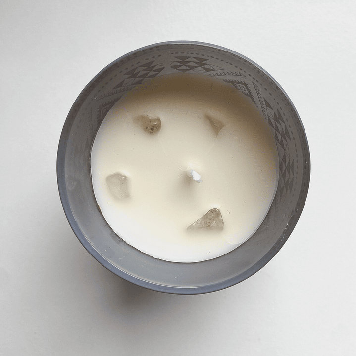 Vela de Soya Salvia Blanca con Cristal Cuarzo BOHO 4