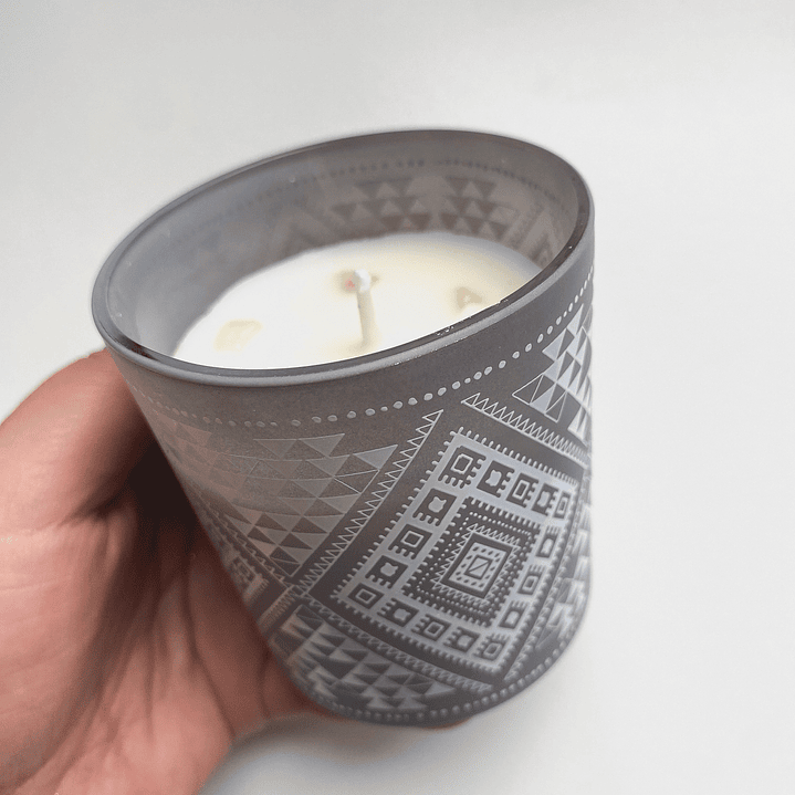 Vela de Soya Salvia Blanca con Cristal Cuarzo BOHO 1