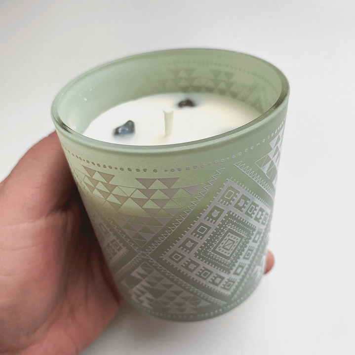 Vela de Soya Árbol de la vida con Jade BOHO 1