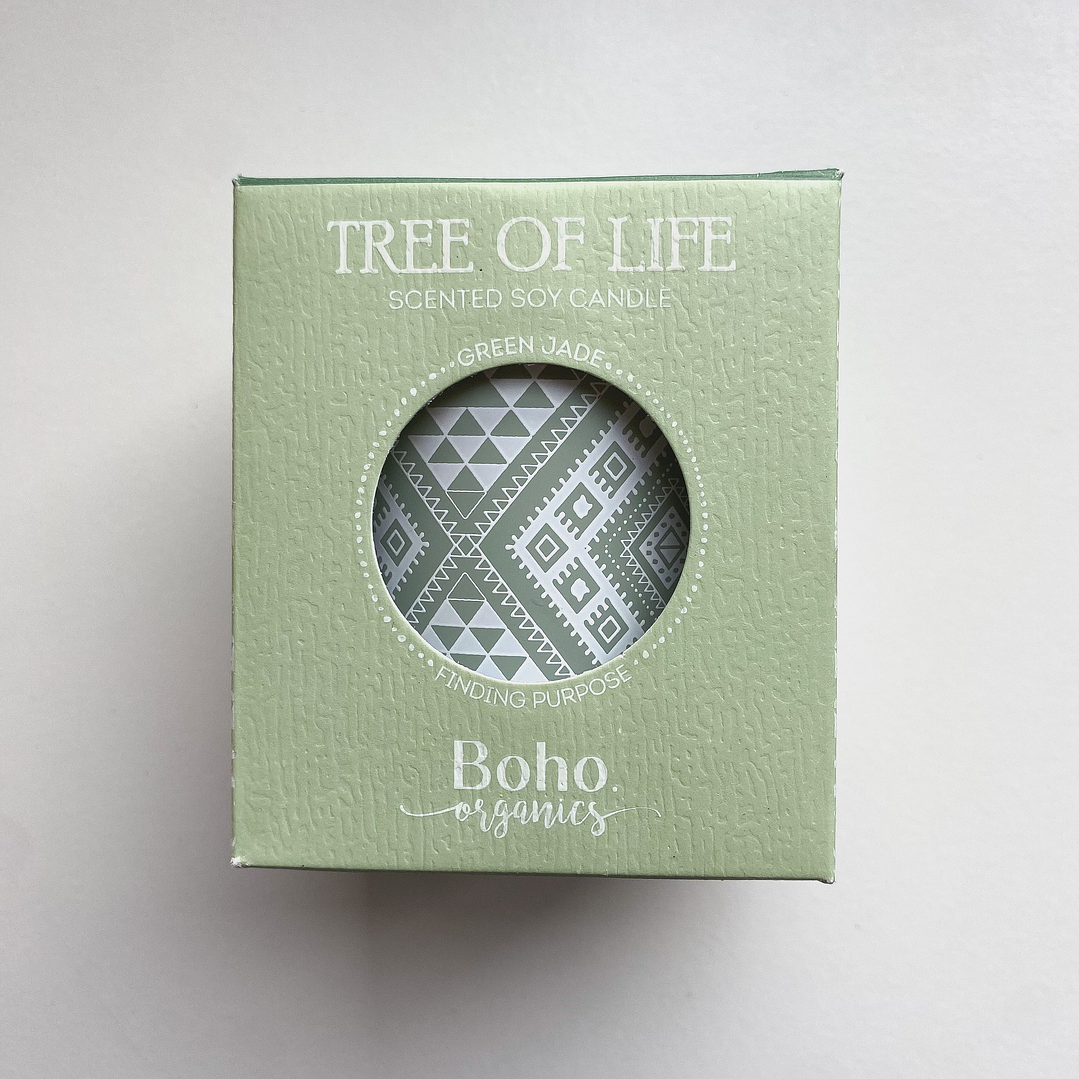 Vela de Soya Árbol de la vida con Jade BOHO 2