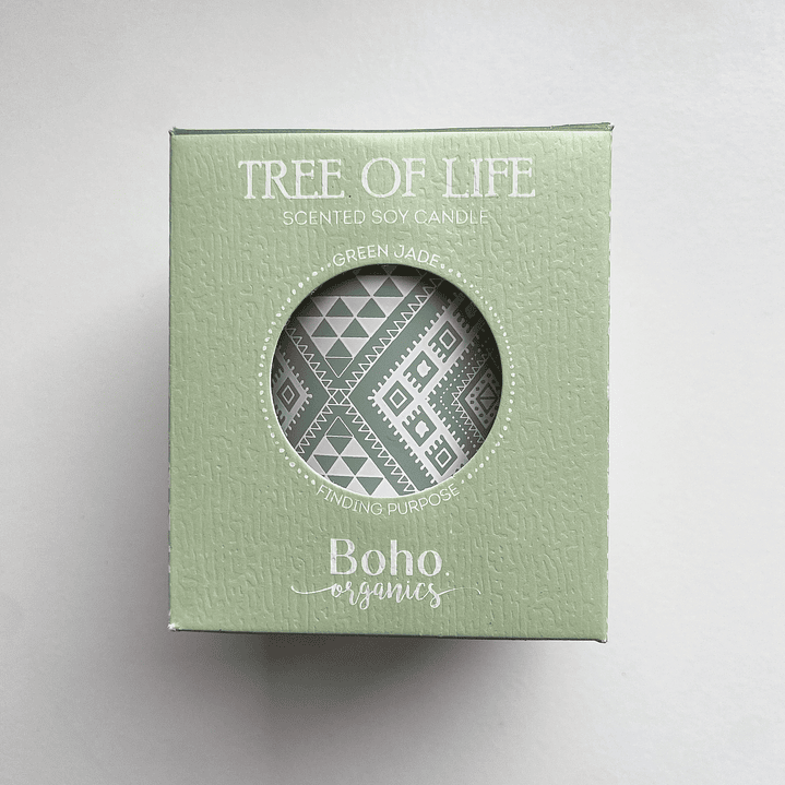 Vela de Soya Árbol de la vida con Jade BOHO 2