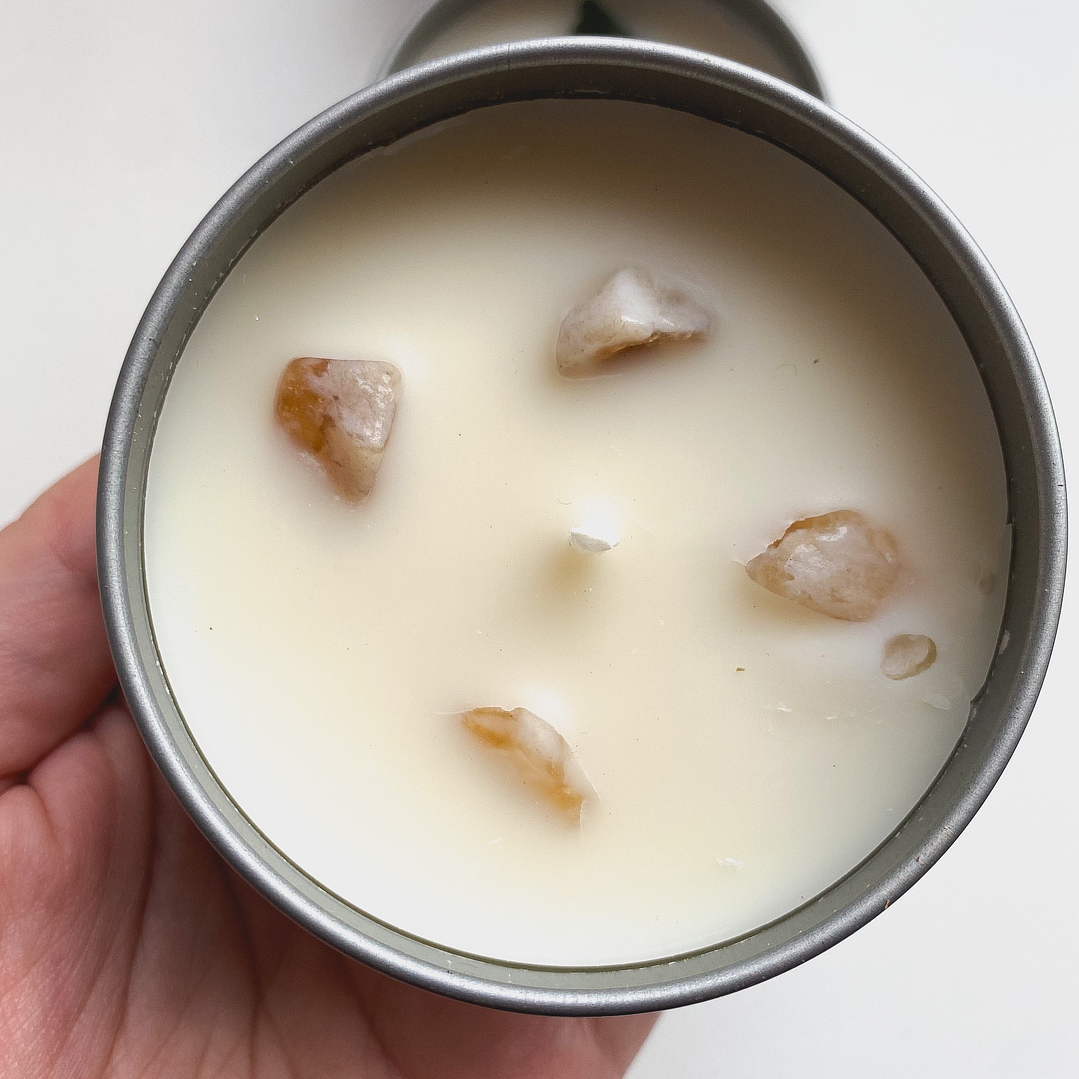 Vela de Soya con Citrino FELICIDAD 2