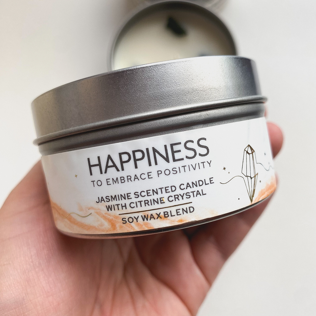 Vela de Soya con Citrino FELICIDAD 3